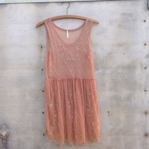 FREE PEOPLE sheer beaded embellished mini dress